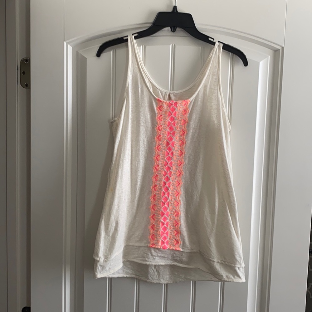 White with neon pink and orange tank